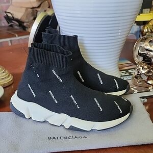 Balenciaga Kids Black and White Sock Sneakers